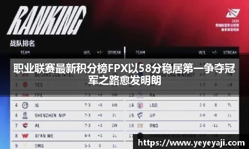 职业联赛最新积分榜FPX以58分稳居第一争夺冠军之路愈发明朗